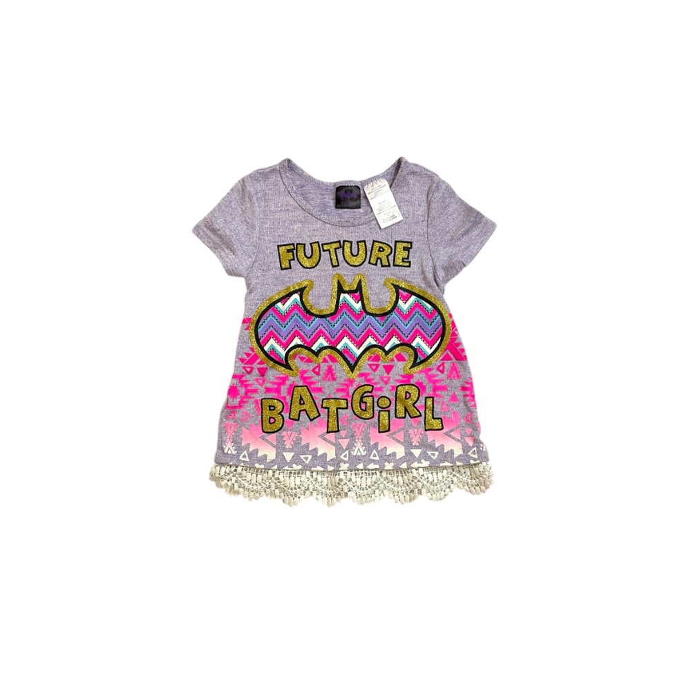 “Future Batgirl” Girl’s Light Purple Shirt with Lace Accent